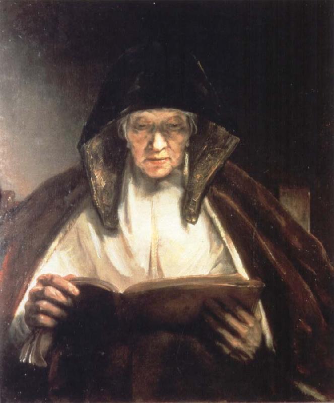 REMBRANDT Harmenszoon van Rijn An Old Woman Reading oil painting image